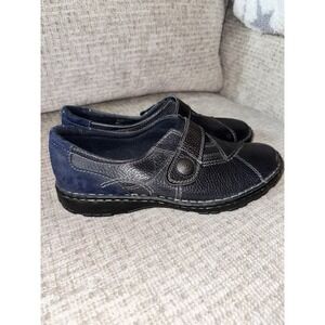 Earth Origins Shoes Womens 8 W Evelyn Slip On Comfort Loafers Navy Leather‎